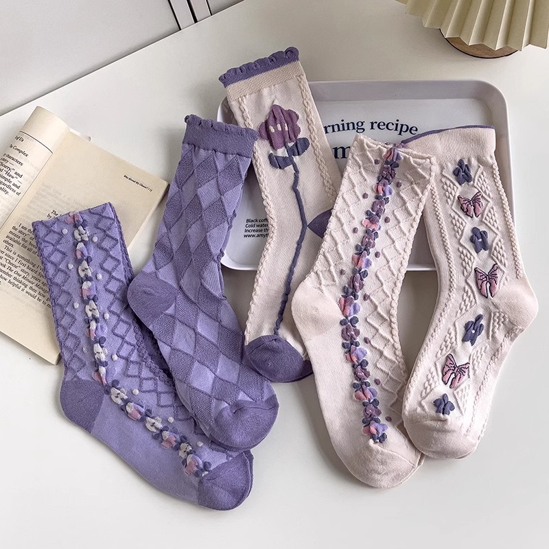 Good Floral & Wedding Decor Supply Photos - Purple Socks Children Mid Tube Socks