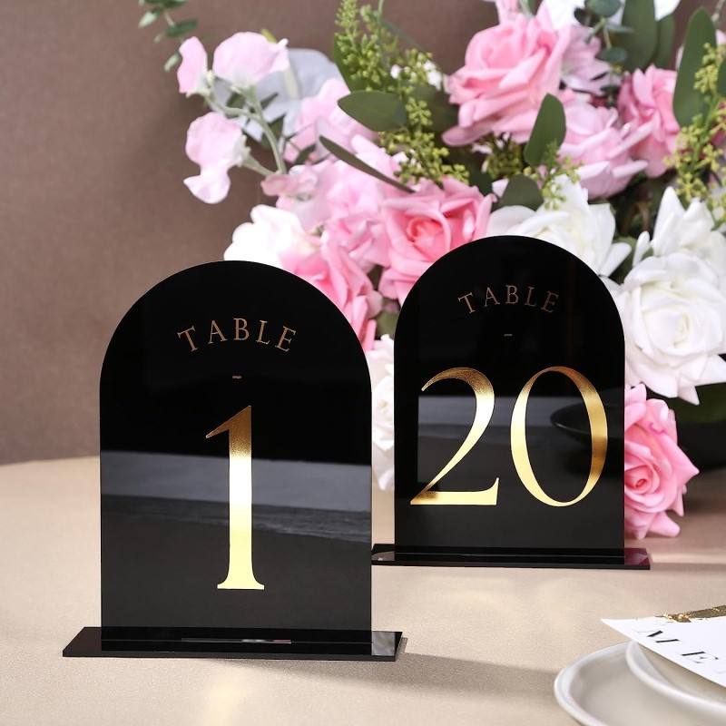 Arched Acrylic Table Numbers W - Table Number Gold 评论和价格