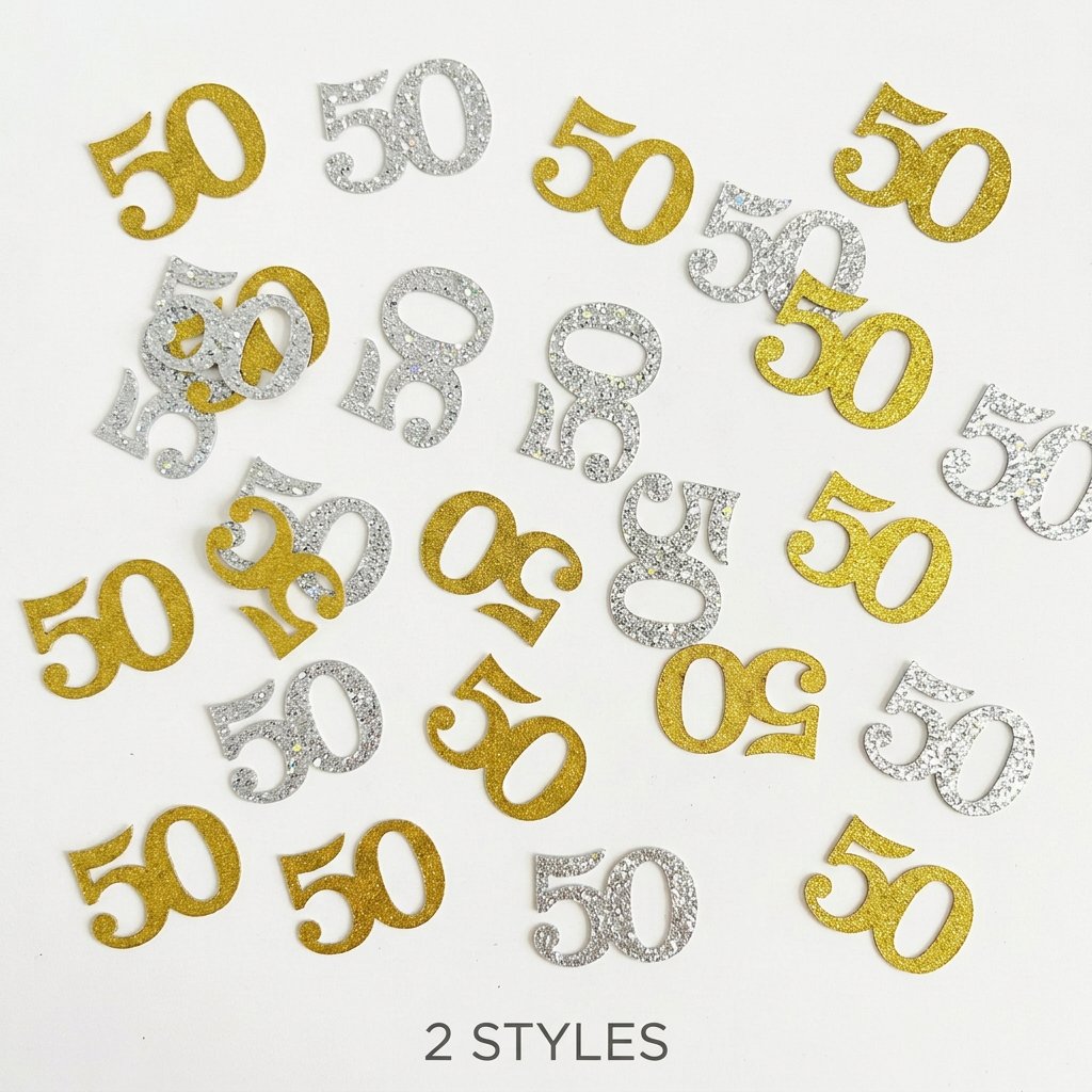 120Pcs 50th Birthday Confetti  - Table Number Gold 评论和价格